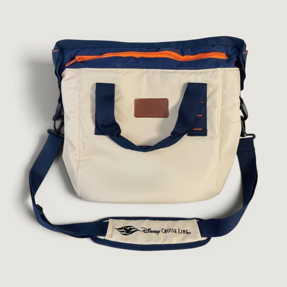 Disney Cruise Line DCL Cooler Tote Bag Insulated Navy Cream Orange Cruise Travel